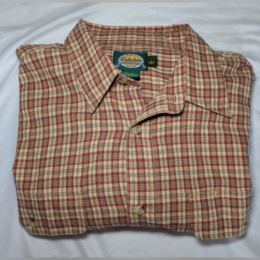 Cabela's Plaid Men's Button Down Long Sleeve Shirt Size‎ Large Reg